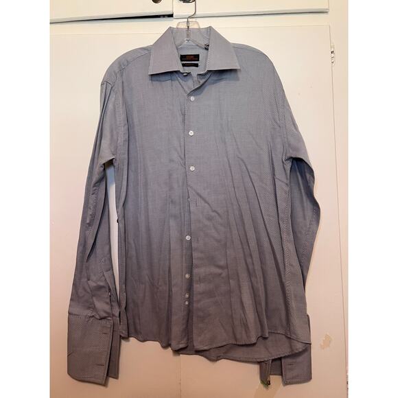 Steven Land Trim Fit Striped Gray Shirt Size 16 33-25 - Picture 1 of 3